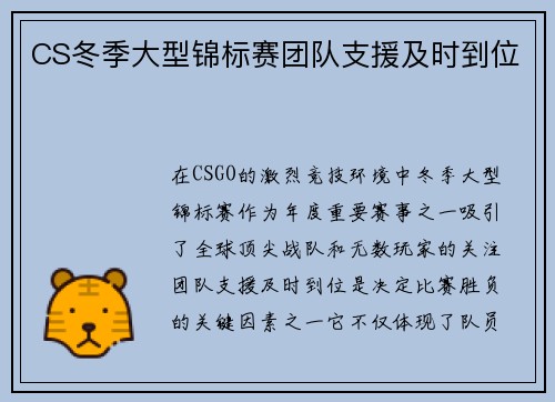 CS冬季大型锦标赛团队支援及时到位